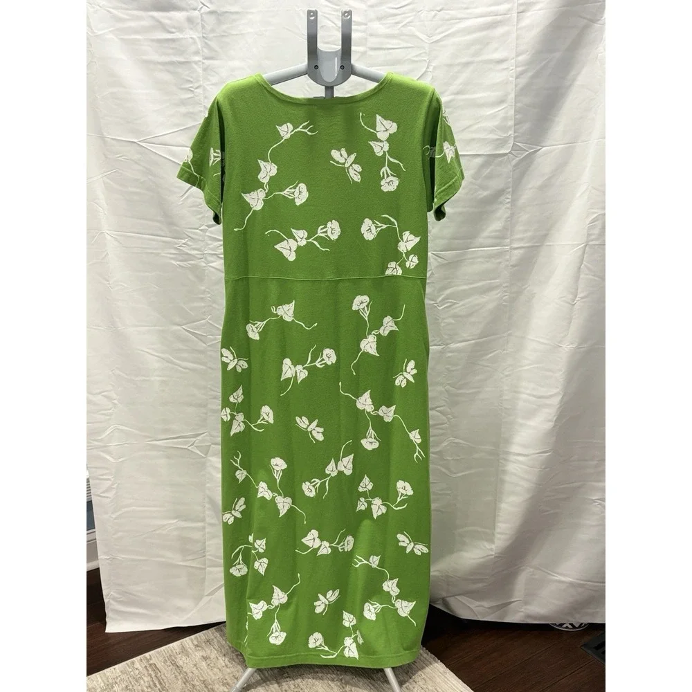 M. Mac Vermont Dress Green Floral Pockets Size Large Y2K